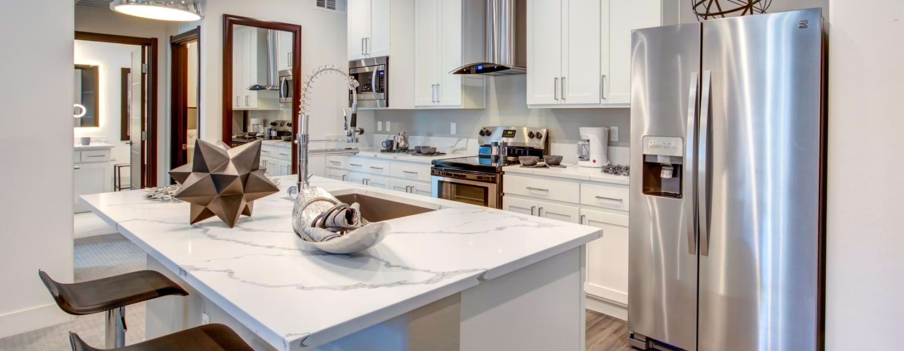 recessed lighting in kitchen with island